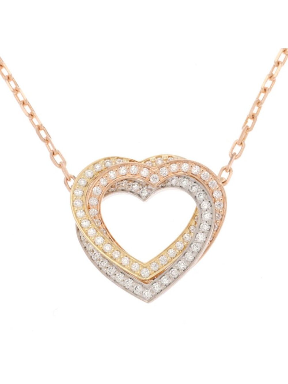 Cartier Trinity Heart NC Pendant Diamond Yellow Gold White Pink
